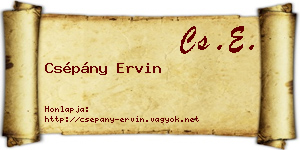 Csépány Ervin névjegykártya
